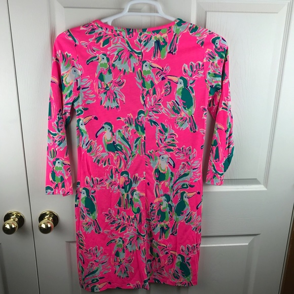 Lilly Pulitzer Beacon Toucan Can Dress Pink Medium VGUC - Picture 5 of 5